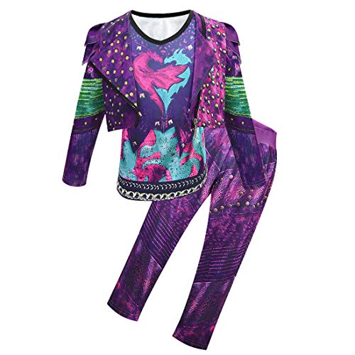 laughZuaia Lustiges Fancy Dressing Up Weste + Jacke + Hose Set Descendants 3 Mal Evie Klassisches Halloween Cosplay Kostüm für Erwachsene Kinder Geschenke （140, Mal） von laughZuaia