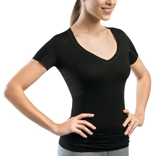 laulas Anti-Schweiß Unterhemd Damen - Typ EXTREM - V-Ausschnitt, Schwarz, Größe M von laulas