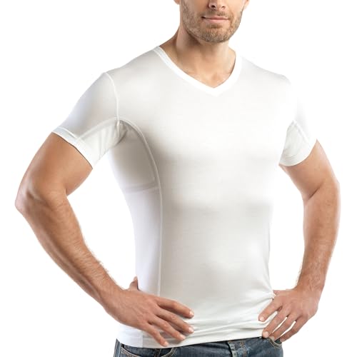 laulas Anti-Schweiß Unterhemd Herren - Typ EXTREM - V-Ausschnitt, Größe M, Weiß von laulas