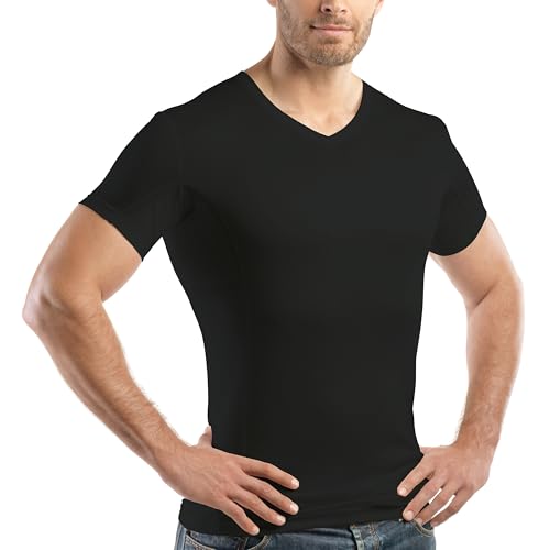 laulas Anti-Schweiß-Unterhemd Herren - Typ Light - V-Ausschnitt, Größe L, Schwarz von laulas