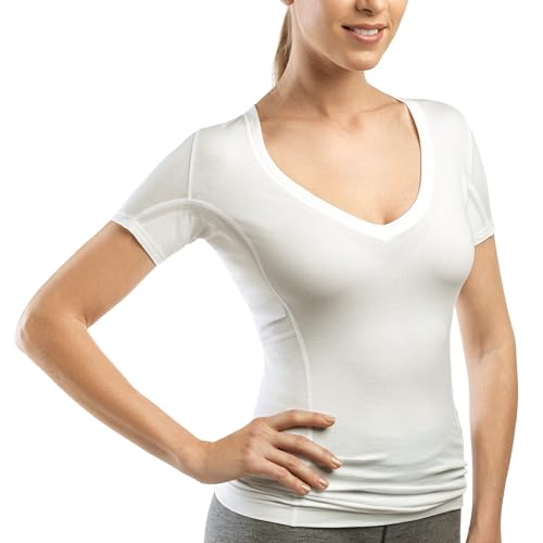 laulas Anti-Schweiß-Unterhemd Damen - Typ Light - V-Ausschnitt, Größe L, Weiß von laulas