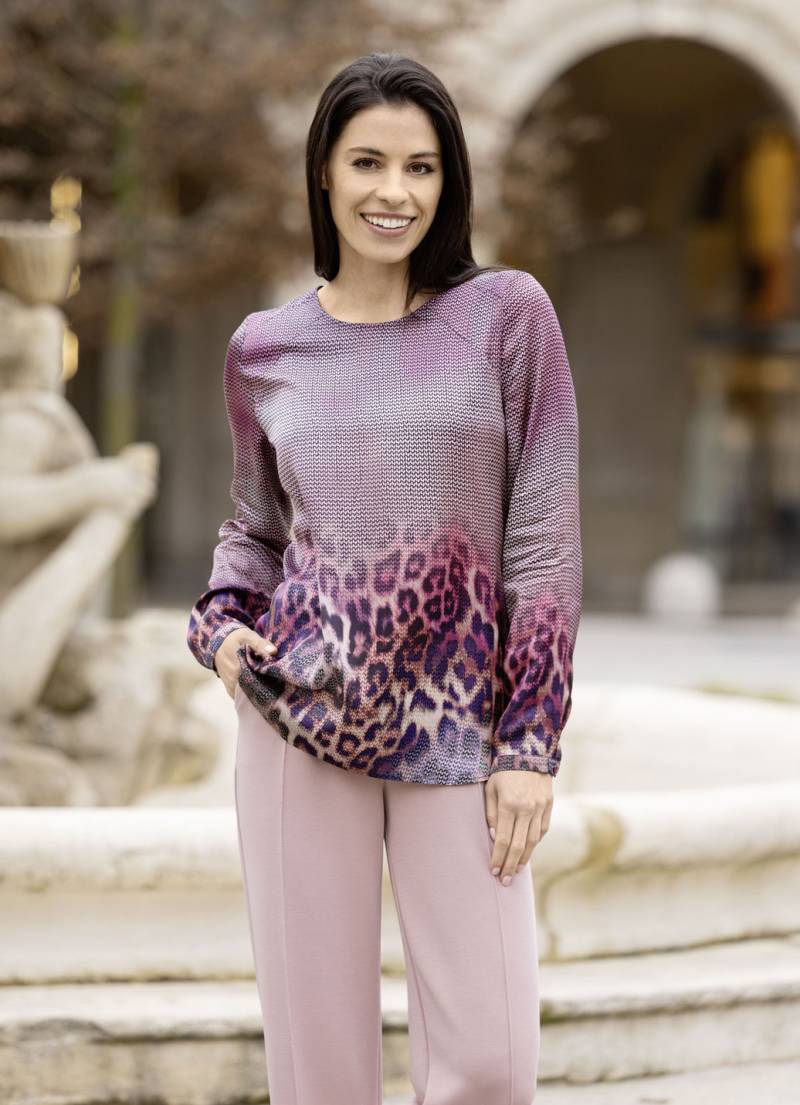 Tunika mit Leo-Print, Aubergine-Ecru-Fuchsia-Bunt, Größe 40 von laura kent