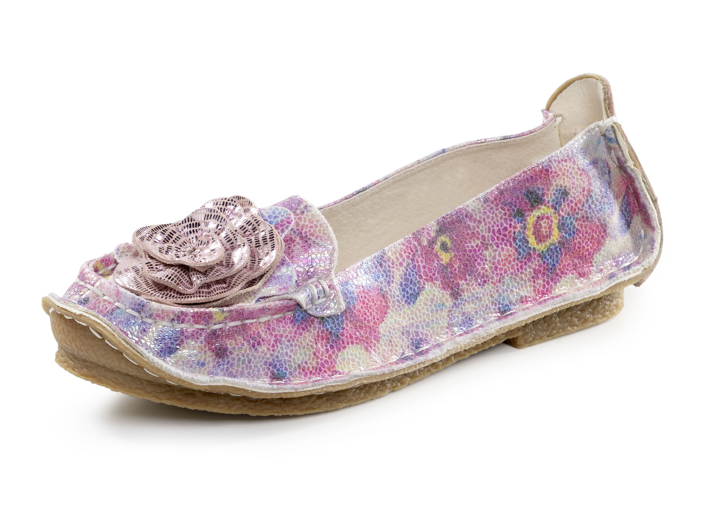 Laura Vita Ballerina mit Lederblüte, Pink-Multicolor, Größe 36 von laura vita