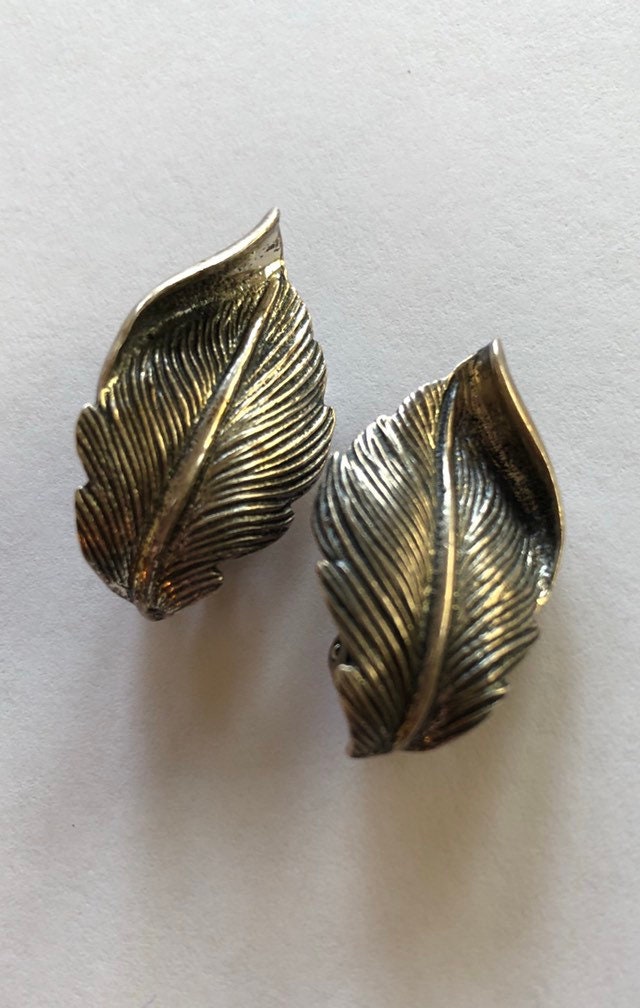 Danecraft Sterling Silber Texturierte Blatt Ohrringe von lauraab51