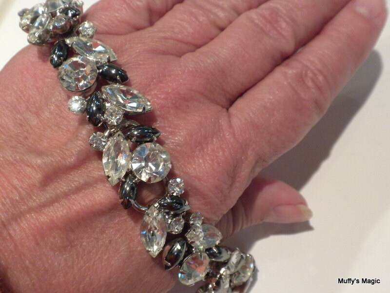 Elegante Vintage Juliana Bracelet Hämatit Klar Strass von lauraab51