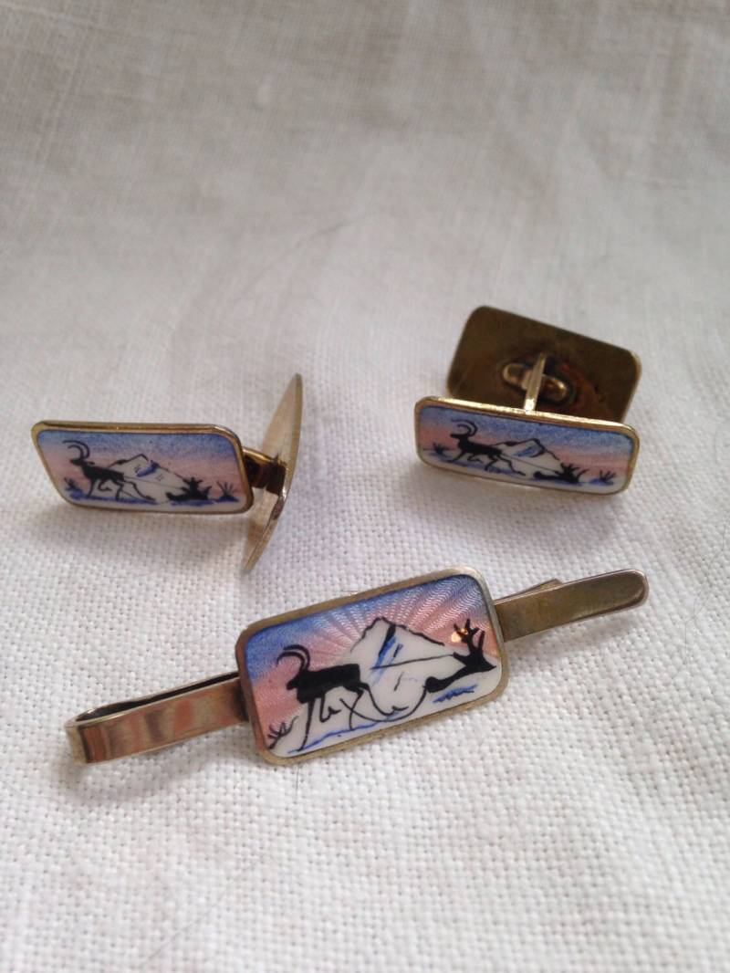 Norwegen Emaille Sterling Silber Manschette Nerbinden Krawatte Verschluss Albert Scharning von lauraab51