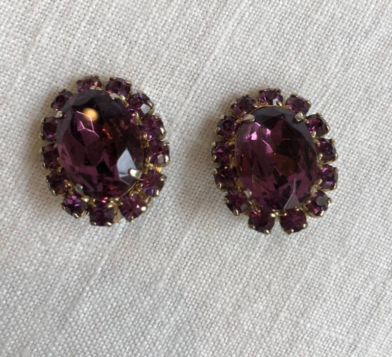 Vintage Lila Strass Ohrringe Atemberaubend von lauraab51