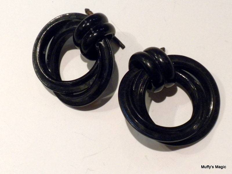 Vintage-Schwarz Extrudiert Zelluloid Manschettenknöpfe von lauraab51