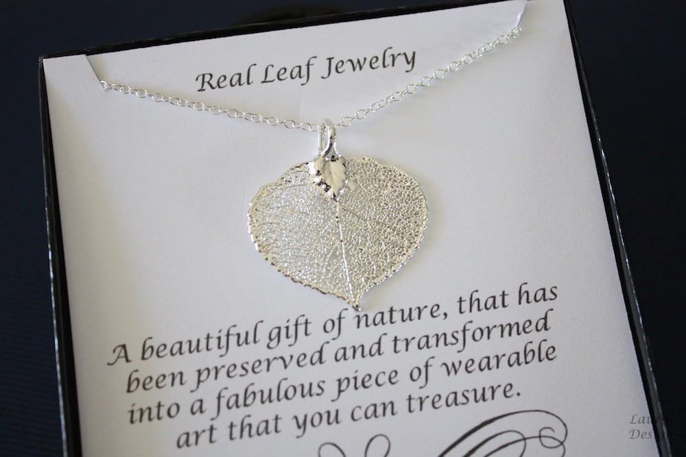 Echte Silber Aspen Blatt Halskette - Echter Erhaltener Anhänger Natur Inspirierter Schmuck Geschenk Für Sie von lauralidesigns
