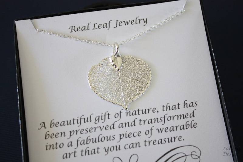 Echte Silber Aspen Blatt Halskette - Echter Erhaltener Anhänger Natur Inspirierter Schmuck Geschenk Für Sie von lauralidesigns