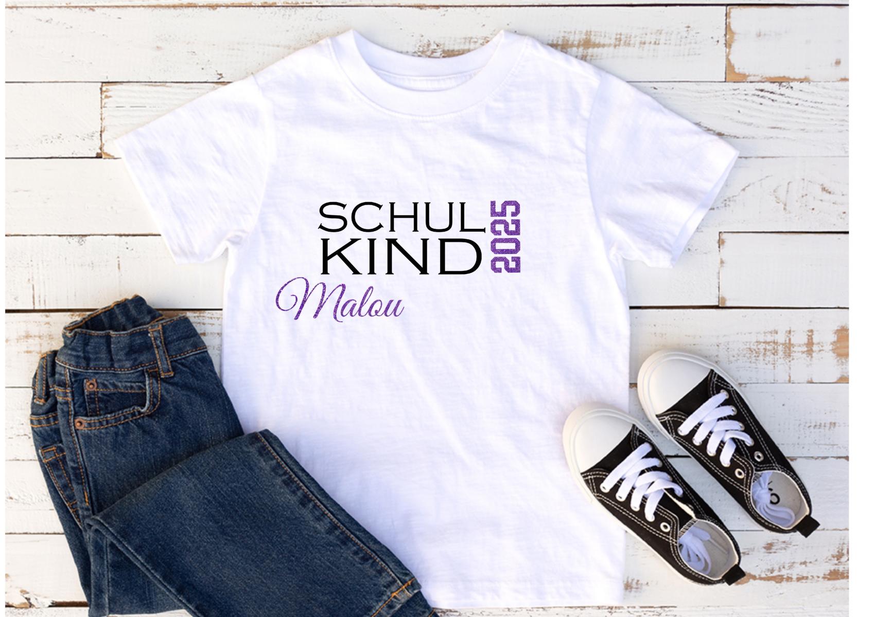 T-Shirt Zur Einschulung Schulkind 2025 Mit Namen Glitzer/Einschulungsshirt Erster Schultag von lauramariestyle