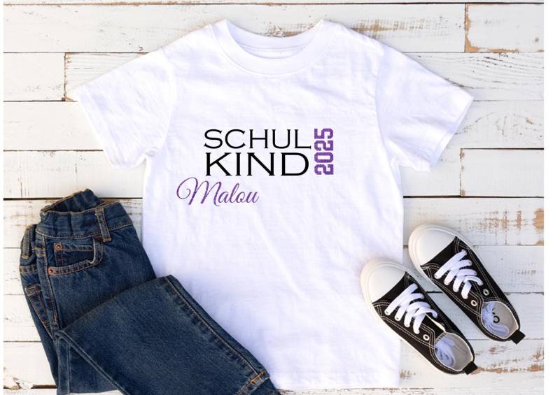 T-Shirt Zur Einschulung Schulkind 2025 Mit Namen Glitzer/Einschulungsshirt Erster Schultag von lauramariestyle