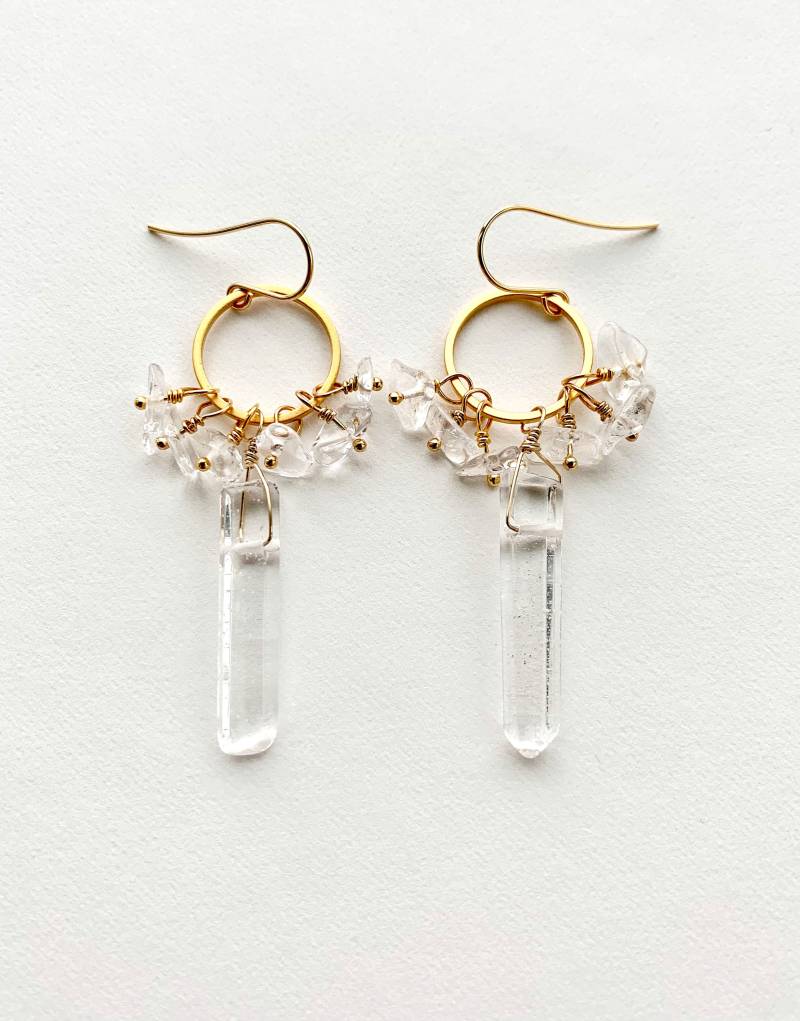 Boho Kristall Quarz Ohrringe Brautschmuck von laurastark