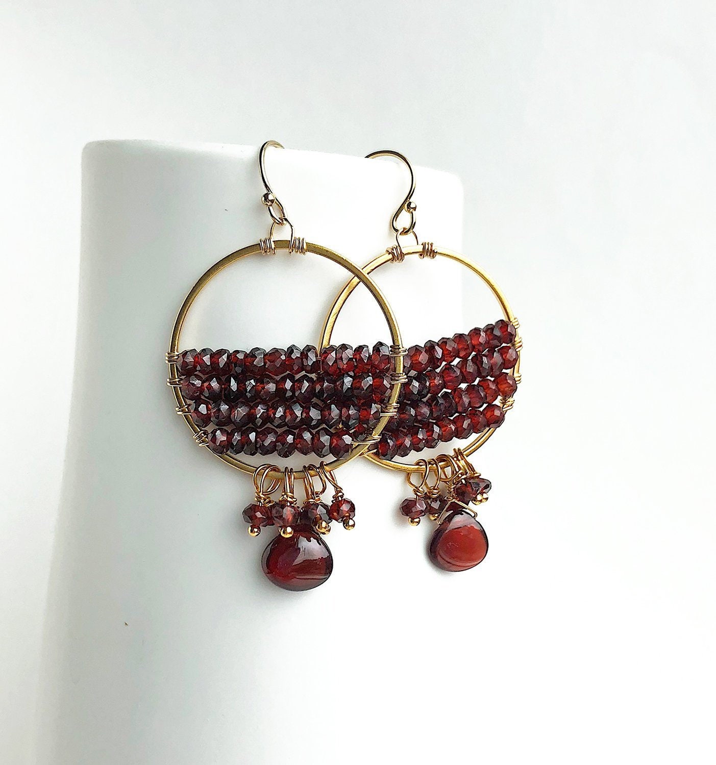 Granat Ohrringe, Rote Kronleuchter Januar Geburtsstein, Edelsteinschmuck von laurastark