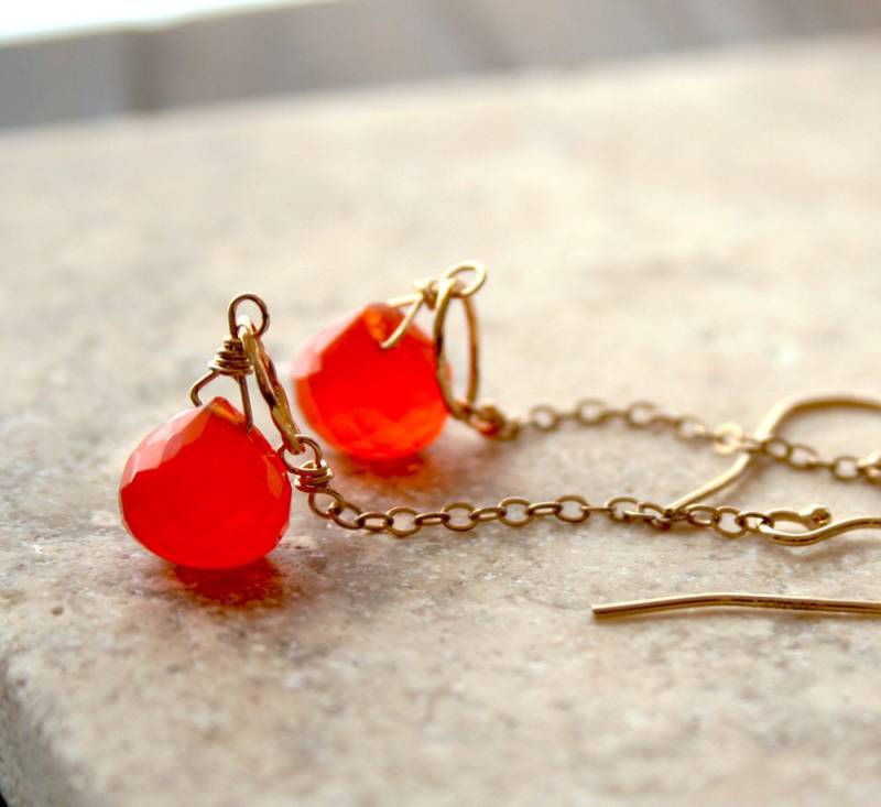 Orange Tropfen Ohrringe, Herbst Edelstein Ohrringe von laurastark