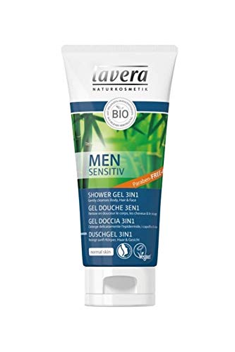 Lavera Duschgel 3 in 1 Men Sensitive • Guarana Bio und Bambus Bio • Vegan • Kosmetik natürlichen • Pflanzenwirkstoffen Bio • 100% Natur (200 ml) von lavera