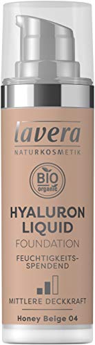 lavera Hyaluron Liquid Foundation - Honey Beige 04 - Make-Up Grundierung mit Bio-Mandelöl - intensive Feuchtigkeit - natürlicher Teint- Naturkosmetik - vegan - Bio (1 x 30 ml) von lavera