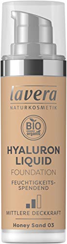 lavera Hyaluron Liquid Foundation - Honey Sand 03 - Make-Up Grundierung mit Bio-Mandelöl - intensive Feuchtigkeit - natürlicher Teint- Naturkosmetik - vegan - Bio (1 x 30 ml) von lavera