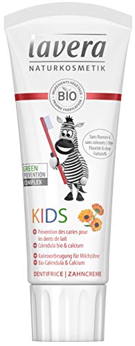 lavera Kinderzahnpasta - ohne Fluorid und ohne Farbstoffe - mit Calendula und Kalzium - Naturkosmetik - Zahnpflege für Kinder - fluorfreie Zahnpasta - vegan - bio (1 x 75 ml) von lavera