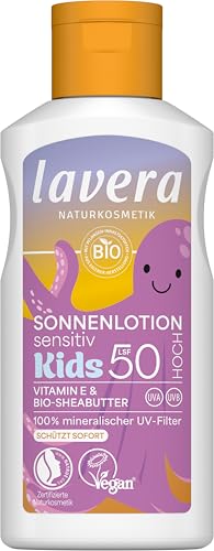 lavera Sonnenlotion Sensitiv KIDS LSF 50 - Sonnencreme für Kinder - ohne chemische UV-Filter - für sensible Haut - wasserfest - vegan - Naturkosmetik - 100 ml von lavera