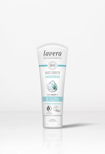 lavera basis sensitiv Handcreme - mit Bio-Aloe Vera & Bio-Sheabutter - zieht schnell ein - langanhaltende Feuchtigkeit - intensive Pflege - Naturkosmetik - vegan - Bio (1 x 75 ml) von lavera