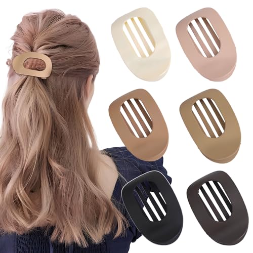 Flache Haarklammern, leicht, starker Halt, flache Haarklammern für dickes Haar, matt, große Ente, flache Haarspangen, Zubehör für Damen und Mädchen, 6 Stück Flache Haarklammern, leicht, starker Halt, flache Haarklammern für dickes Haar, matt, große Ente, flache Haarspangen, Zubehör für Damen und Mädchen, 6 Stück von laveroar