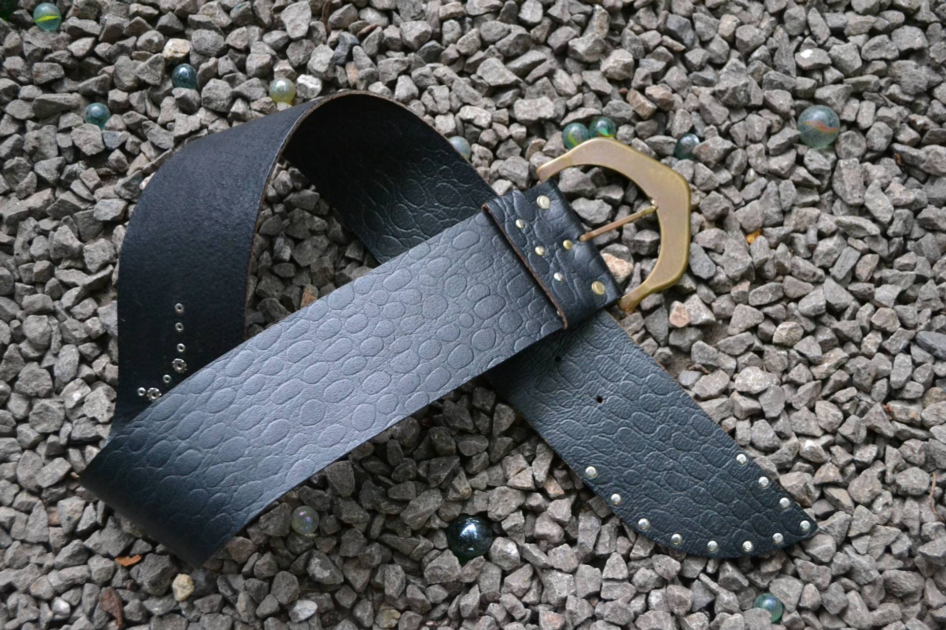 Wild One - Handgefertigter Vntg Ledergürtel Mit Großer Messingschnalle von lavirintArt