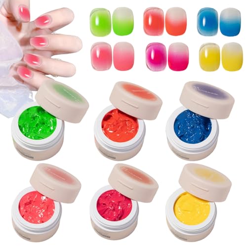 laxreheye Gel-Nagellack, Set mit 6 Gel-Nagellacken, Maniküre, langanhaltend, fluoreszierende Schönheitsprodukte für Frauen, Anfänger, Salon, Zuhause, Pinselstift laxreheye Gel-Nagellack, Set mit 6 Gel-Nagellacken, Maniküre, langanhaltend, fluoreszierende Schönheitsprodukte für Frauen, Anfänger, Salon, Zuhause, Pinselstift von laxreheye