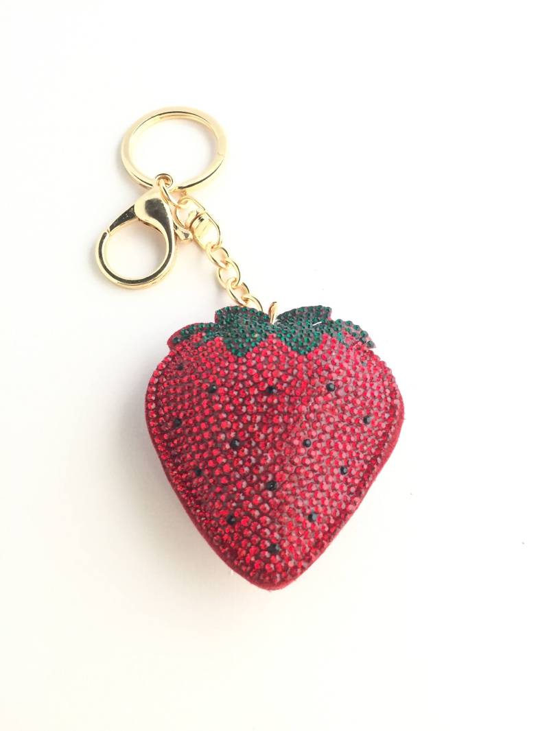 Erdbeere Als Schlüsselanhänger, Strass Strass-Schlüsselanhänger, Rote Schlüsselanhänger Funkeln von layersofartisan