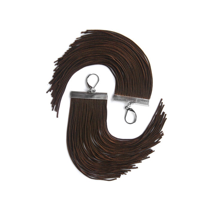 Braune Kurze Fringe Ohrringe Braune Kurze Fringe Ohrringe von lazysundaysshop