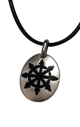 Chaosstern Anhänger Talisman versilbert mit Halskette – handgefertigter Schmuck für Damen und Herren, M, Sterling Silber, Kein Edelstein von lazzaro italy