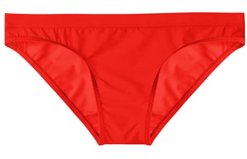 lclvld Herren Slips Low Rise Reizvoll Transparent Ice Silk Etotik Briefs Shorts Slips Unterhose Unterwäsche, Rot, 3XL von lclvld