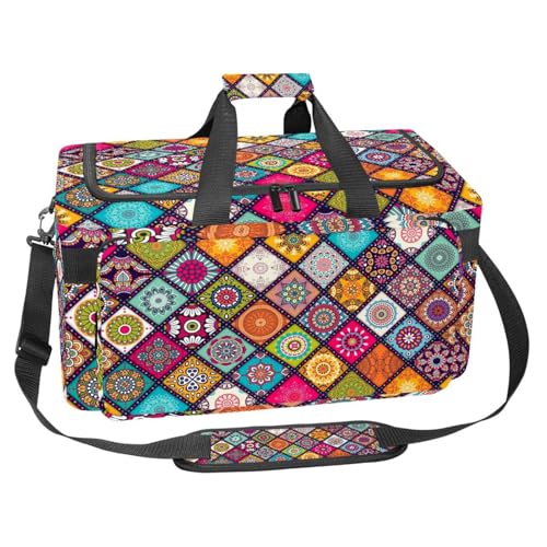 lcndlsoe Großer Sport-Turnbeutel, 30 l, Seesack für Reisen, Workout, Fitness & Sport – Happy Cartoon Dinosaurier Hintergrund, Mehrfarbig 7, 25x48x26cm/9.84x18.9x10.24in, Taschen-Organizer von lcndlsoe