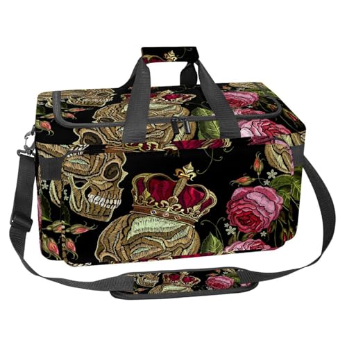 lcndlsoe Großer Sport-Turnbeutel, 30 l, Seesack für Reisen, Workout, Fitness & Sport – Totenkopf Flamme Lila, Mehrfarbig 5, 25x48x26cm/9.84x18.9x10.24in, Taschen-Organizer von lcndlsoe