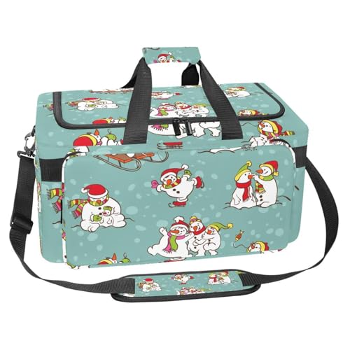 lcndlsoe Großer Sport-Turnbeutel, 30 l, Seesack für Reisen, Workout, Fitness & Sport – Weihnachts-Schneemann-Design, Mehrfarbig 1, 25x48x26cm/9.84x18.9x10.24in, Taschen-Organizer von lcndlsoe