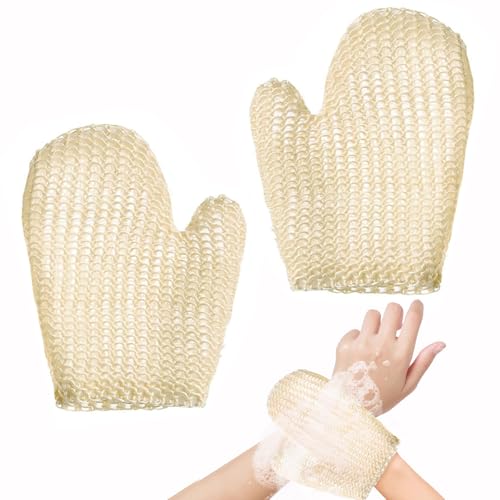 2 Stück Sisal Duschhandschuh, Peelinghandschuh Körper, Exfoliating Gloves, Massagehandschuhe, Badehandschuhe Für Den Körper Spa-Handtücher Peeling-Handschuhe Für Den Körper Peeling Massagehandschuhe von lcyen