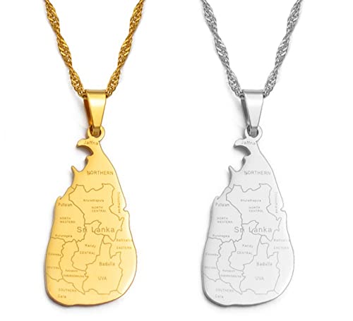 ldygefow Karte Anhänger Halsketten,Sri Lanka Karte Und Name Der Stadt Anhänger Halsketten Klassischer Hip Hop Schmuck Für Frauen Männer Trend Party Geschenk Modeschmuck,Silber,60Cm/23.6Inch ldygefow Karte Anhänger Halsketten,Sri Lanka Karte Und Name Der Stadt Anhänger Halsketten Klassischer Hip Hop Schmuck Für Frauen Männer Trend Party Geschenk Modeschmuck,Silber,60Cm/23.6Inch von ldygefow