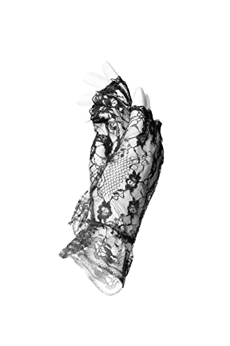 Durchbrochene Fingerlose Handschuhe Spitzenhandschuhe Damen kurz schwarz, sc schwarz von le CABARET LINGERIE