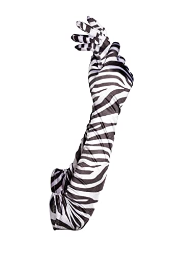 Tierprint Handschuhe Lange Handschuhe Damen Schwarz Weiß, Schwarz, Weiß von le CABARET LINGERIE