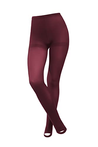 le CABARET LINGERIE Damen Leggings mit hoher Taille Sporthose Laufhose Yoga Hose mit Schlaufen (2-3, Bordeaux) von le CABARET LINGERIE