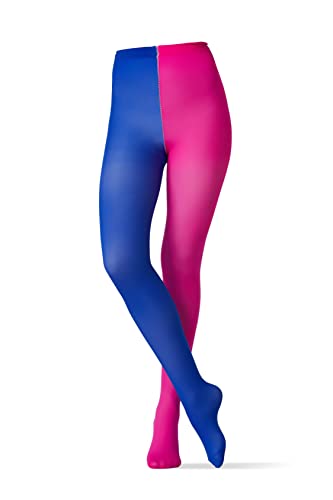 le CABARET LINGERIE Damen Strumpfhose zweifarbig Kontrastiert 60 Deniers opake Strumpfhosen, Rot; Schwarz (Blau-Rosa) von le CABARET LINGERIE