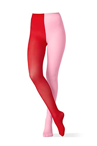 le CABARET LINGERIE Damen Strumpfhose zweifarbig Kontrastiert 60 Deniers opake Strumpfhosen, Rot; Schwarz (Rosa-Rot) von le CABARET LINGERIE