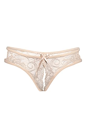 le CABARET LINGERIE Sexy Slip Slip Offene Intimzone Damen Sexy Sex-Unterwäsche Spitze (Beige) von le CABARET LINGERIE