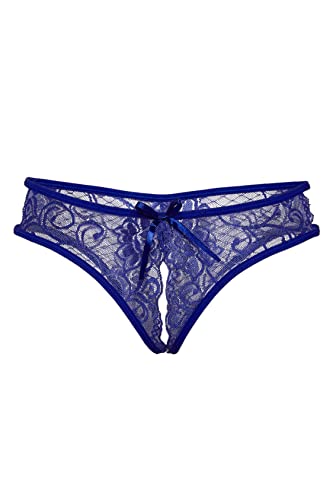 le CABARET LINGERIE Sexy Slip Slip Offene Intimzone Damen Sexy Sex-Unterwäsche Spitze (Blue) von le CABARET LINGERIE