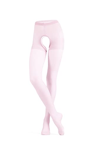 le CABARET LINGERIE Strumpfhose mit offenem Schritt Damen erotische Strumpfhose sexy einfarbige Feinstrumpfhose (hellrosa) von le CABARET LINGERIE