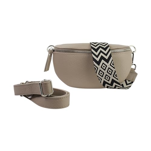 lePelou Leder Bauchtasche für Damen mit Wechselgurt, Festival Tasche, Frauen Bauchtasche mit breitem Schultergurt, Kleine Umhängetasche, Crossbody Tasche, Geschenk für Damen (Beige 1, L) von lePelou