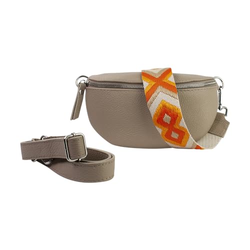 lePelou Leder Bauchtasche für Damen mit Wechselgurt, Festival Tasche, Frauen Bauchtasche mit breitem Schultergurt, Kleine Umhängetasche, Crossbody Tasche, Geschenk für Damen (Beige 2, M) von lePelou