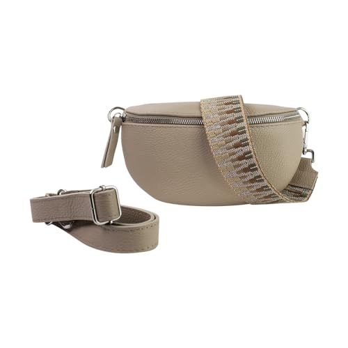 lePelou Leder Bauchtasche für Damen mit Wechselgurt, Festival Tasche, Frauen Bauchtasche mit breitem Schultergurt, Kleine Umhängetasche, Crossbody Tasche, Geschenk für Damen (Beige 3, L) von lePelou