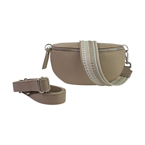 lePelou Leder Bauchtasche für Damen mit Wechselgurt, Festival Tasche, Frauen Bauchtasche mit breitem Schultergurt, Kleine Umhängetasche, Crossbody Tasche, Geschenk für Damen (Beige 4, S) von lePelou