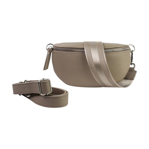 lePelou Leder Bauchtasche für Damen mit Wechselgurt, Festival Tasche, Frauen Bauchtasche mit breitem Schultergurt, Kleine Umhängetasche, Crossbody Tasche, Geschenk für Damen (Beige 5, M) von lePelou